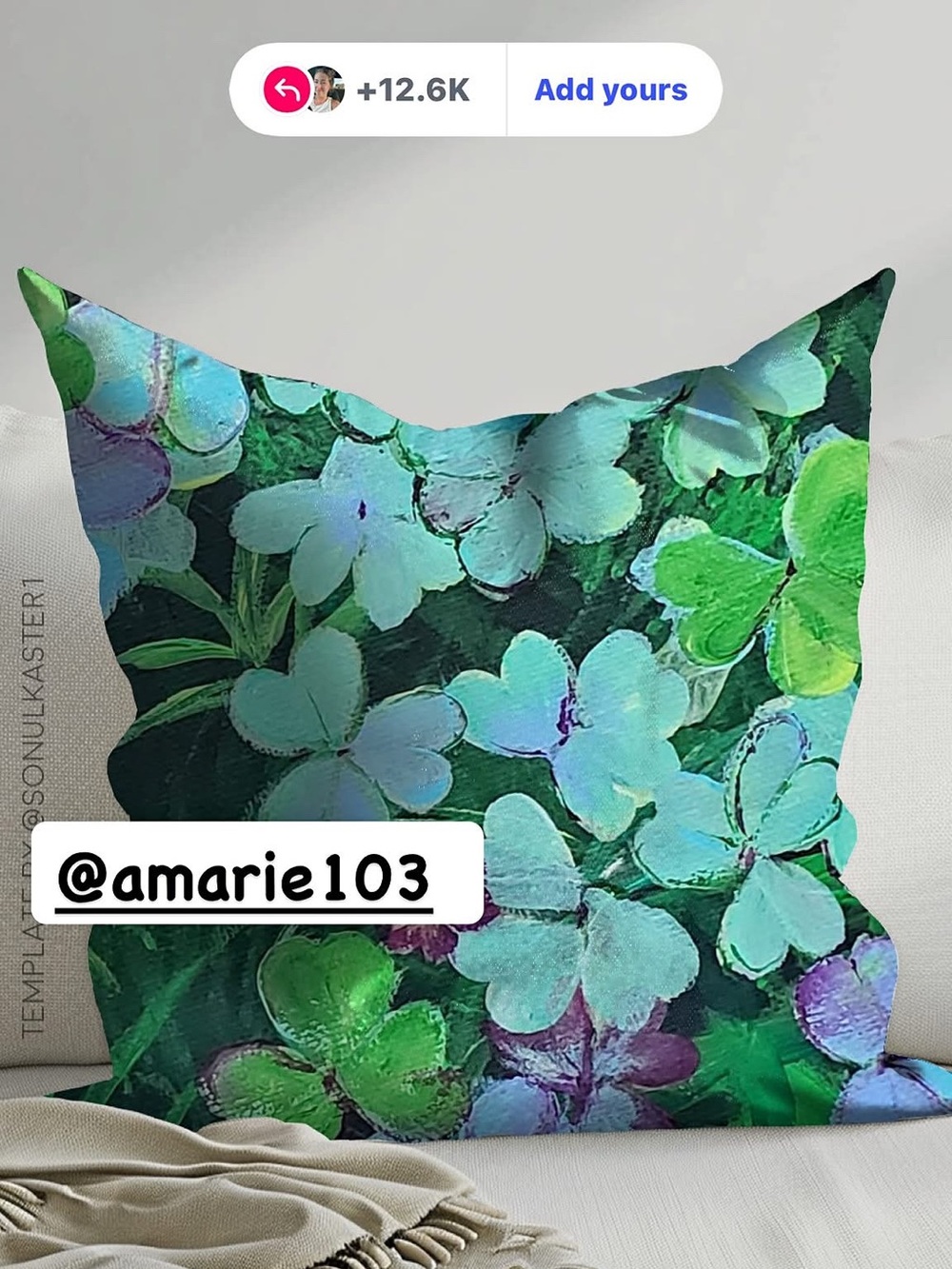 Floral Green & Teal Decorative Throw Pillow